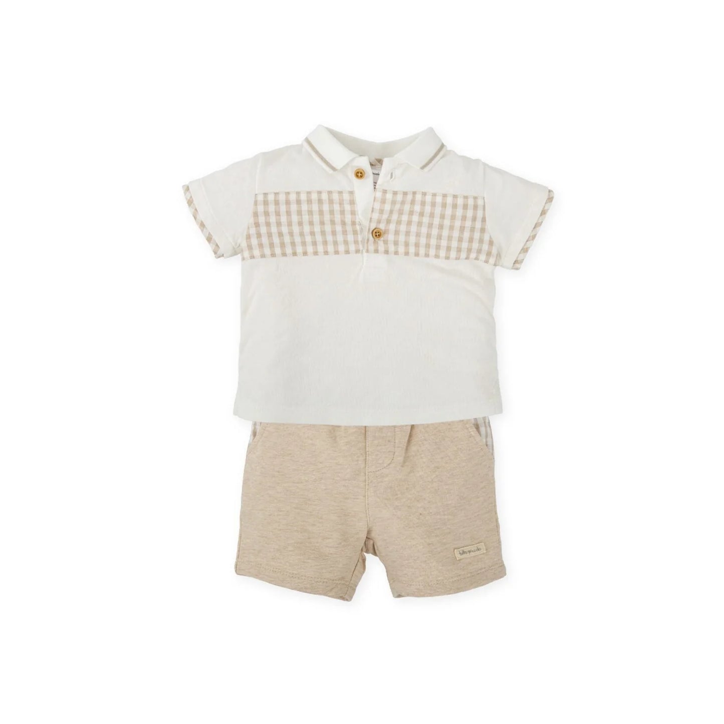 Tutto Piccolo 2pc Beige Check Shorts Set