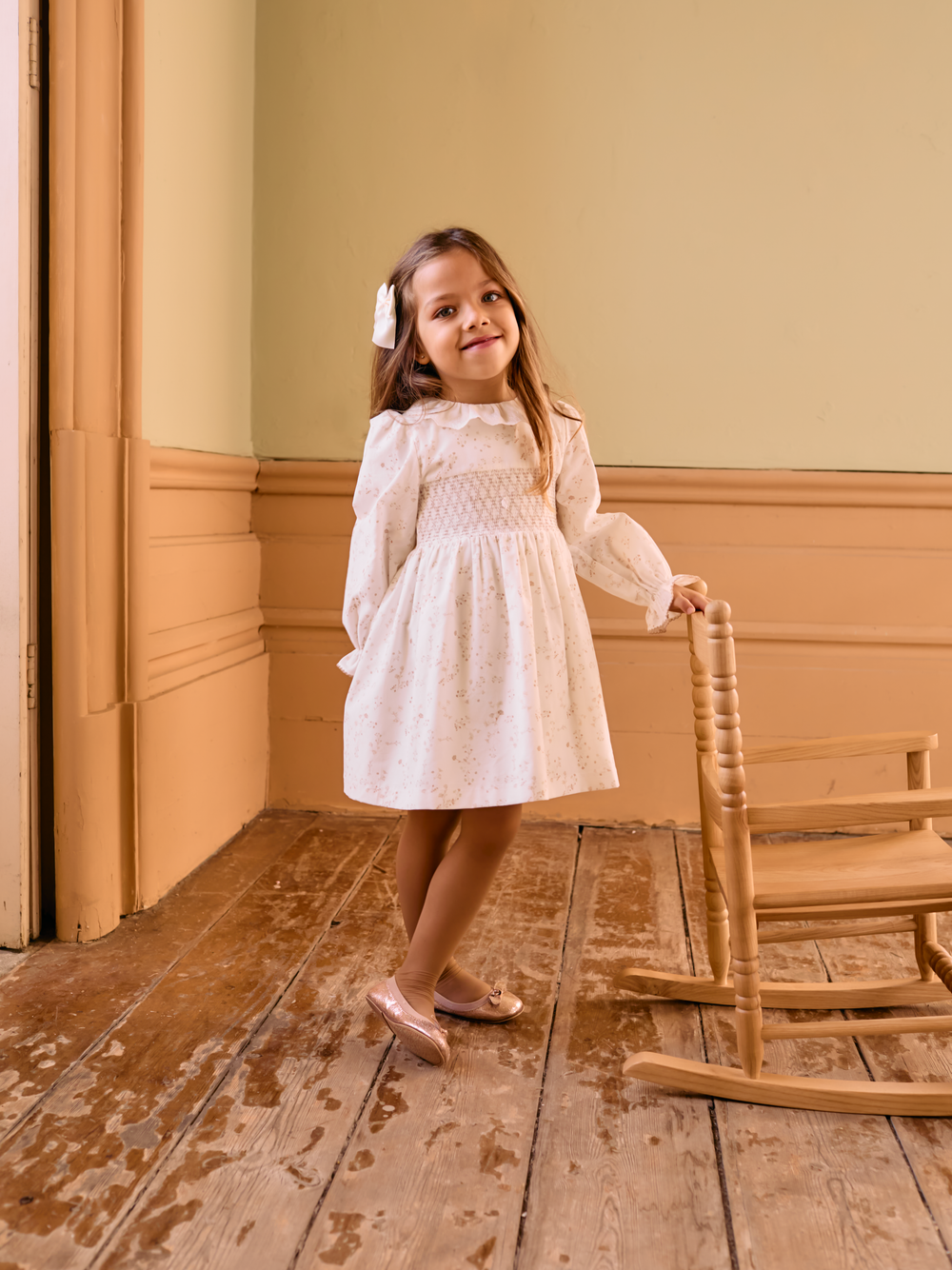 Patachou Ivory Smocked Dress