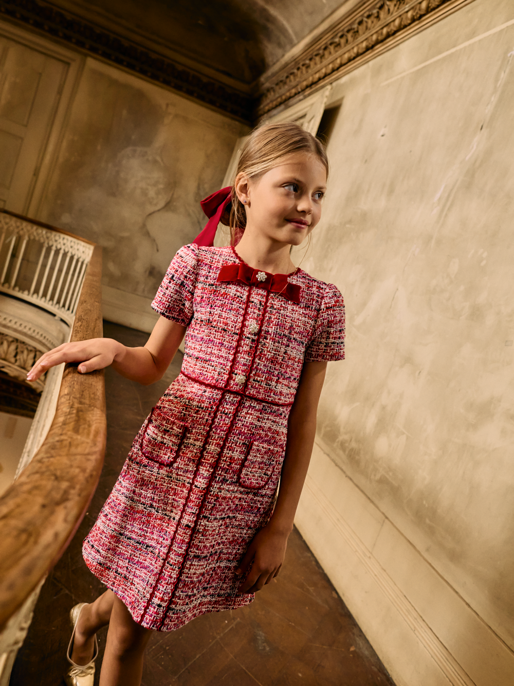 Patachou Red Tweed Dress