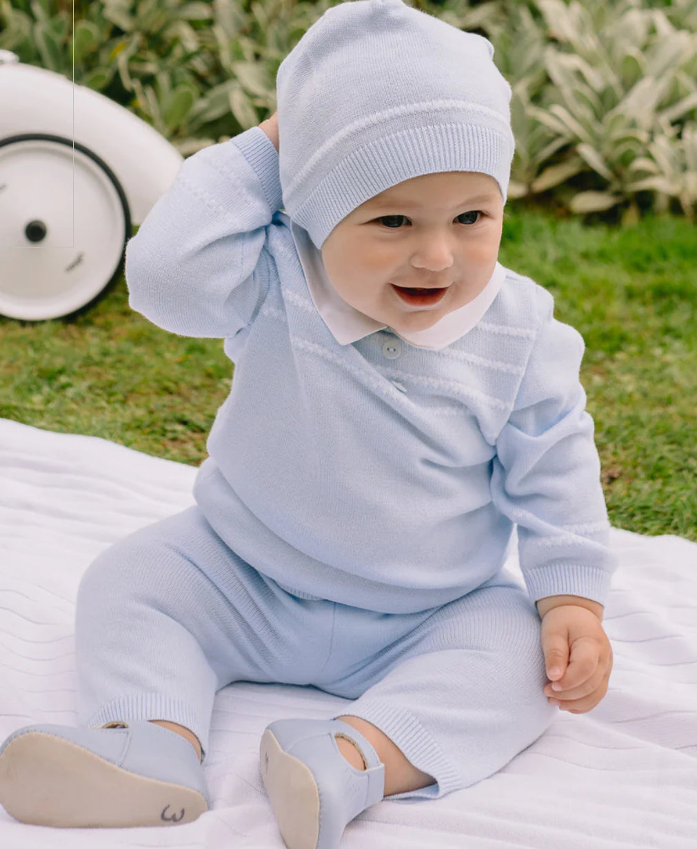 Emile Et Rose 3pc Blue Stripe Knit Outfit