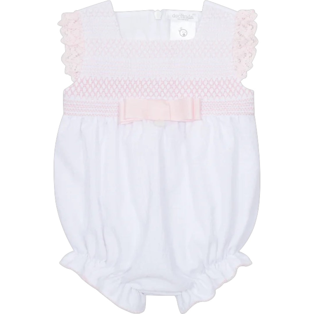 Deolinda Pink & White Smocked Romper
