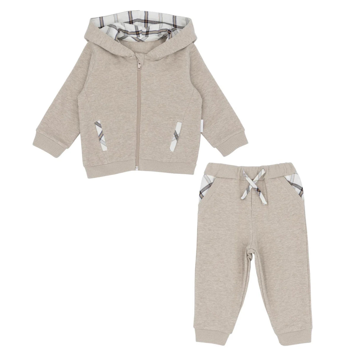 Pastels & Co Clemons 3pc Beige Tracksuit with winter white T-shirt