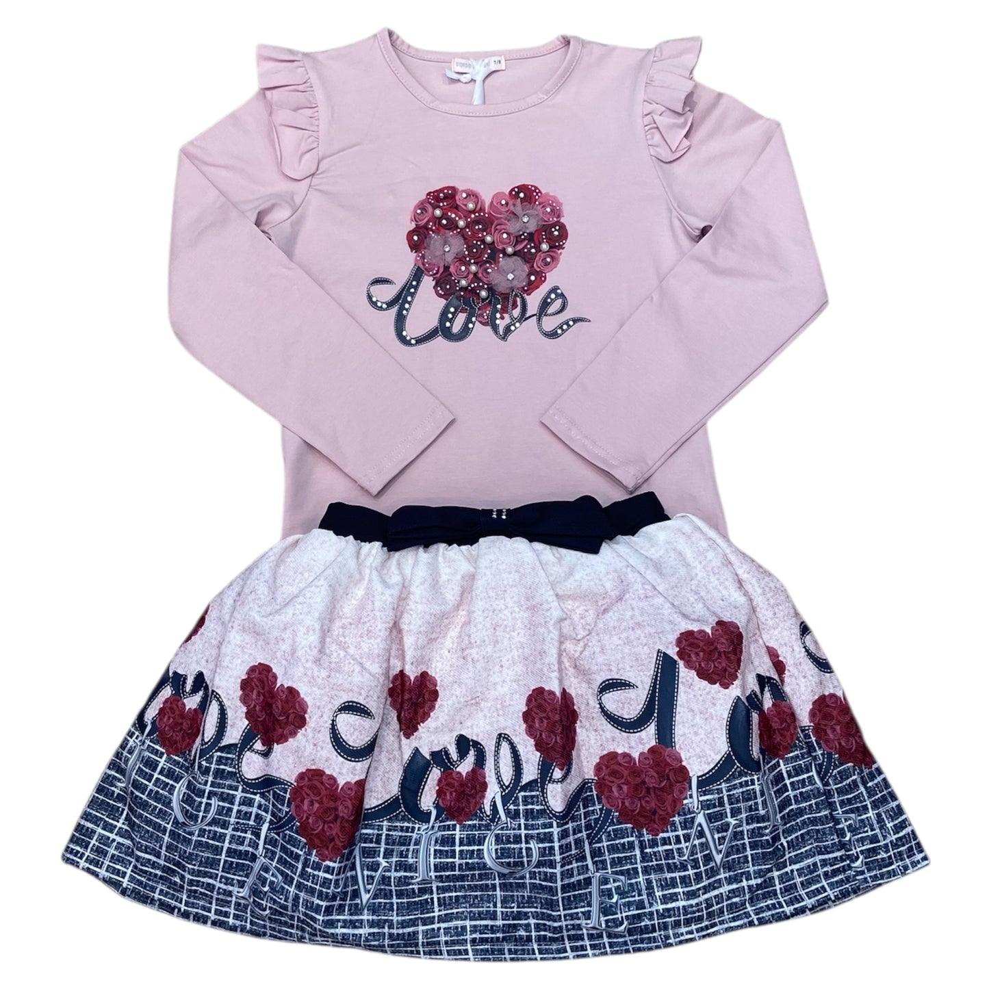 Special Collection 2pc Dusty Pink Love Skirt Set