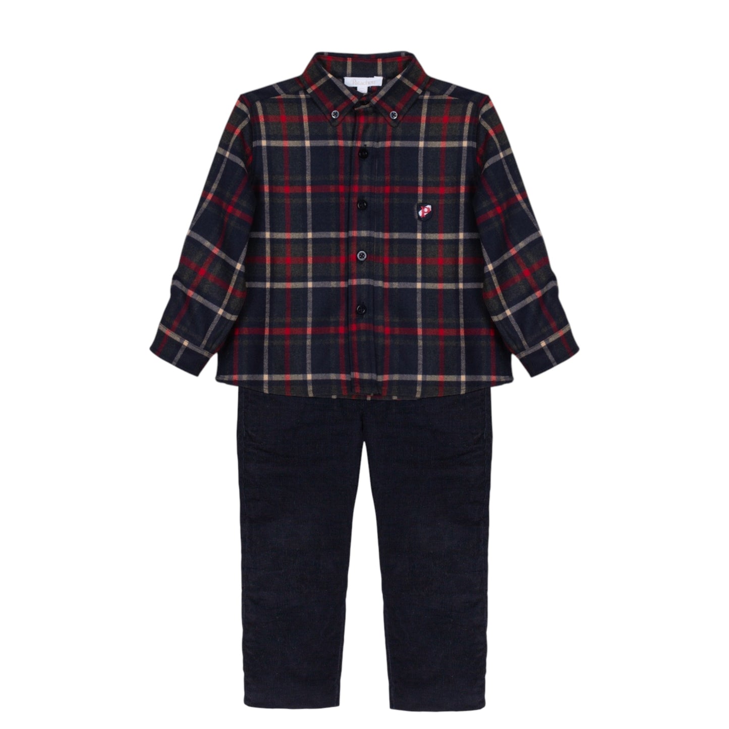 Patachou 2pc Navy Tartan Shirt Outfit