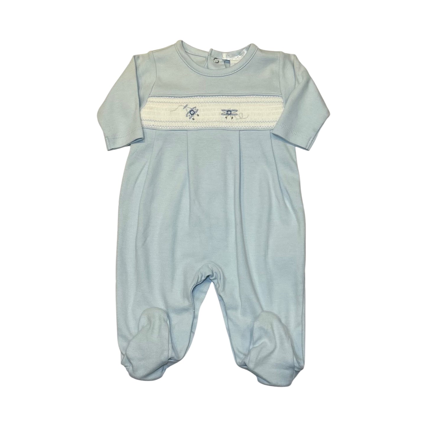 Kissy Kissy Blue Smocked Aeroplanes Babygrow