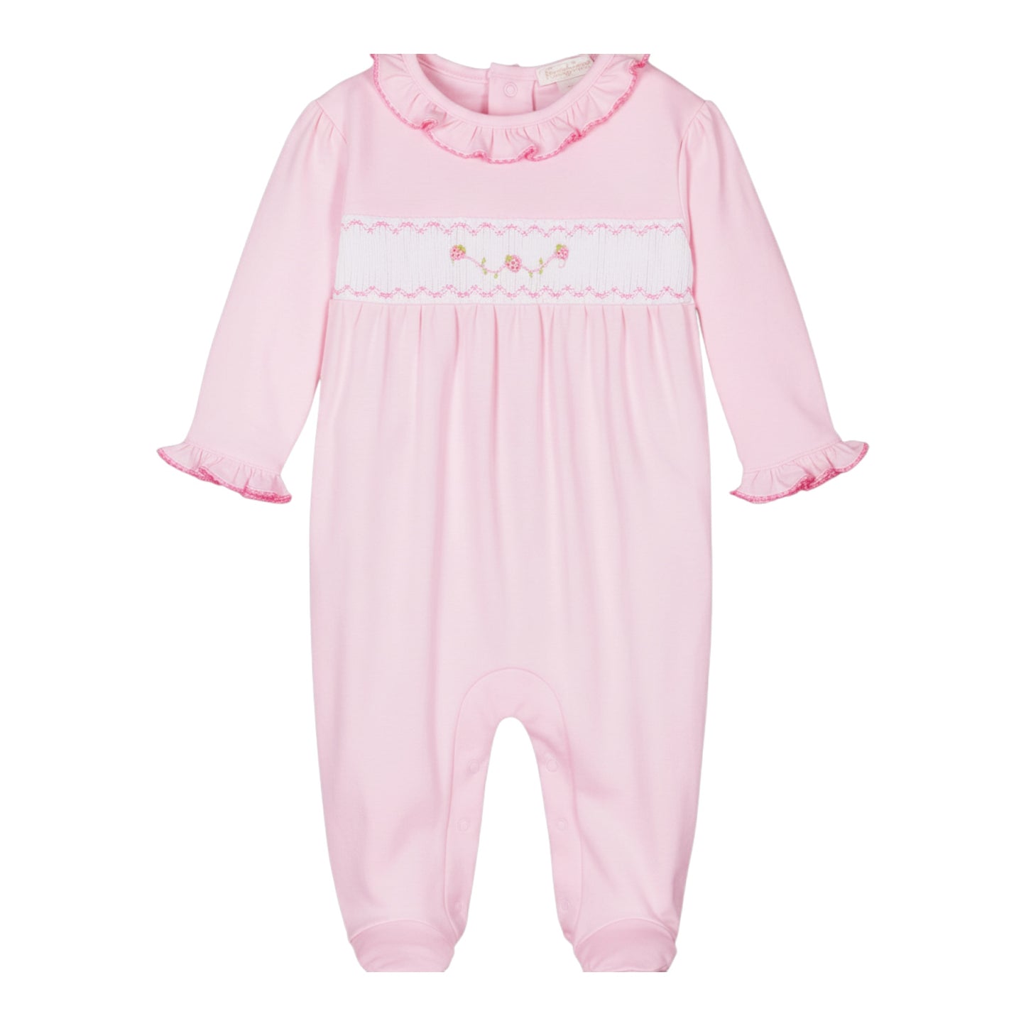 Kissy Kissy Pink Smocked Embroidered Strawberry Babygrow