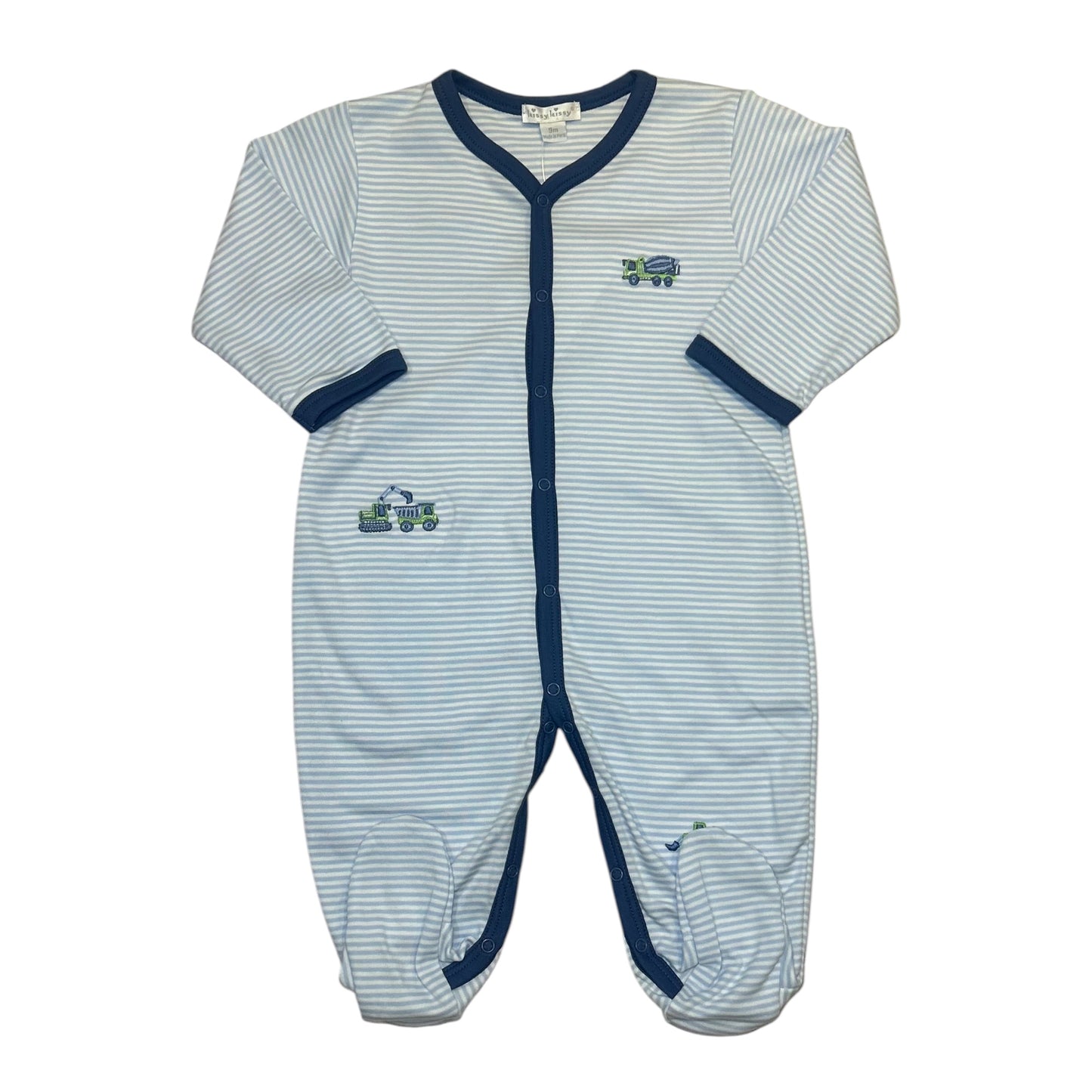 Kissy Kissy Blue Stripe Digger Babygrow