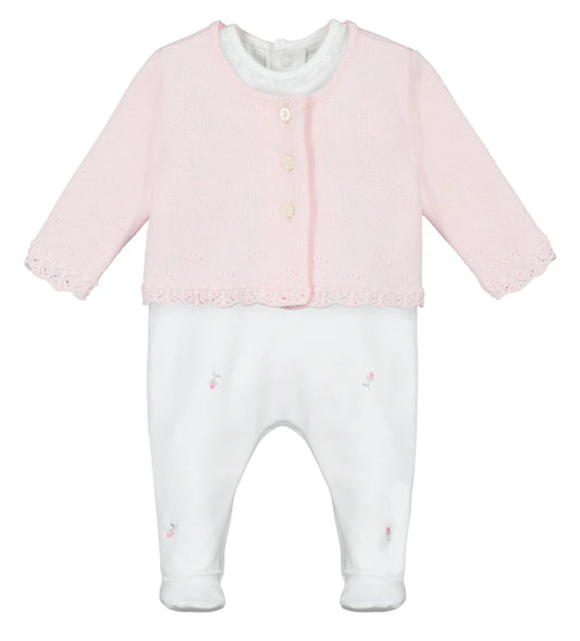 Emile Et Rose 2pc Pink Babygrow & Cardigan Outfit