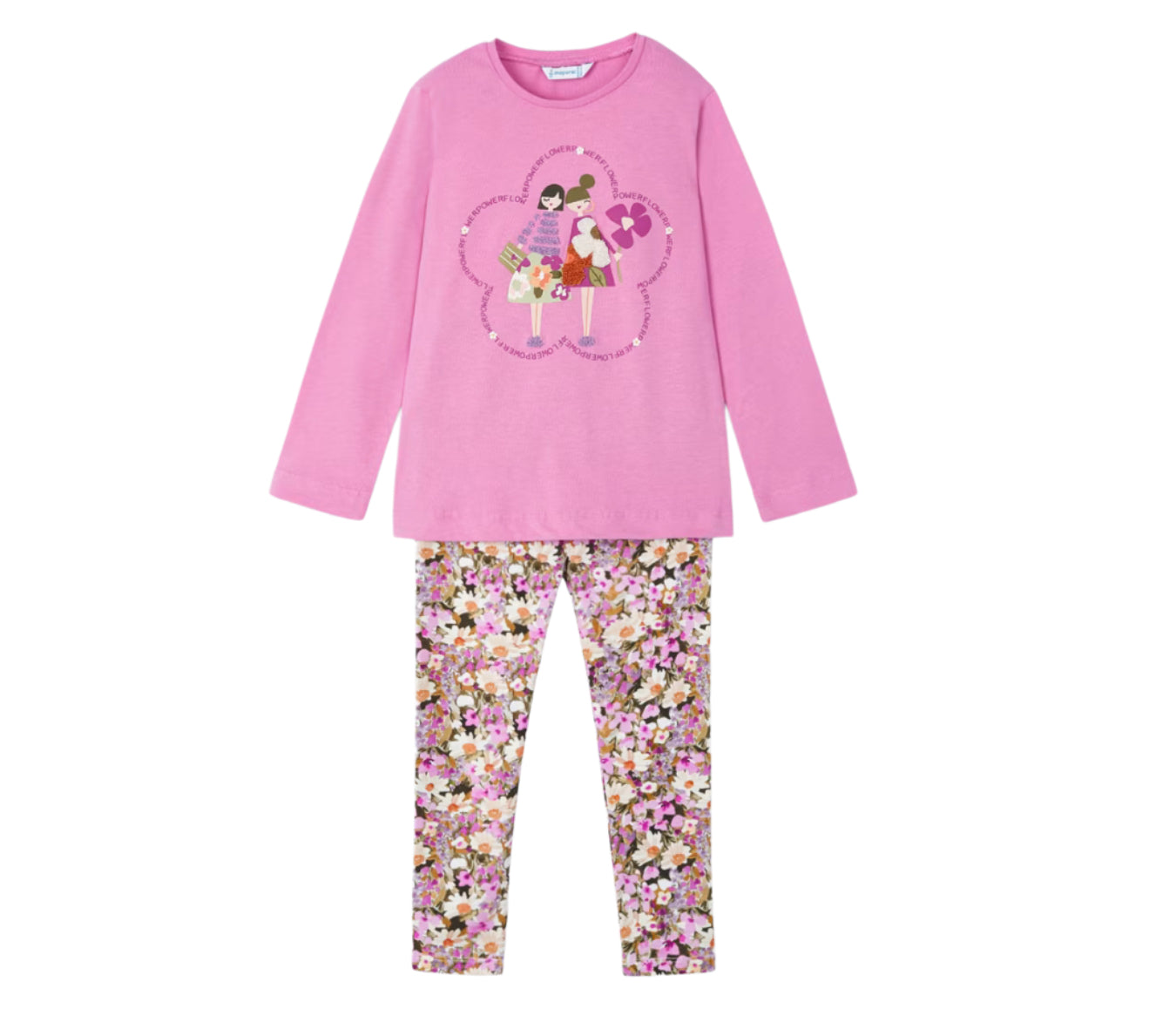 Mayoral 2pc Pink Floral Leggings Set