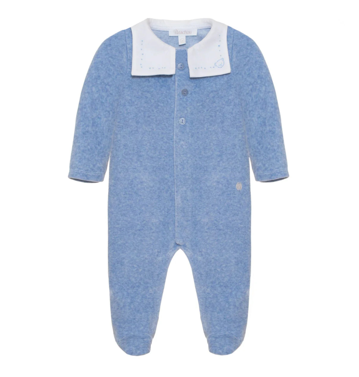 Patachou Blue Velour Babygrow