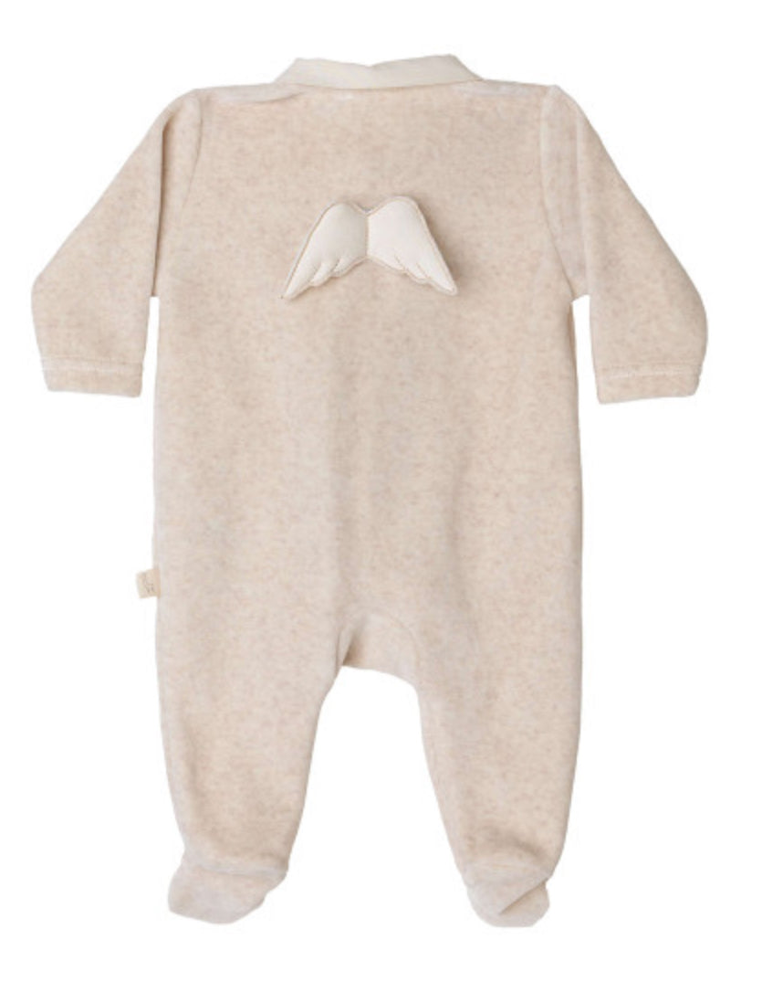 Baby Gi Beige Velour Wings 2pc Babygrow & Hat