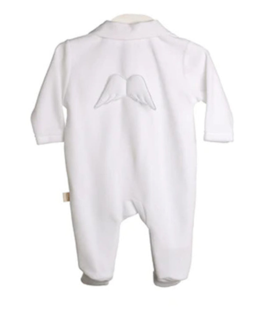 Baby Gi White Velour Wings 2pc Babygrow & Hat