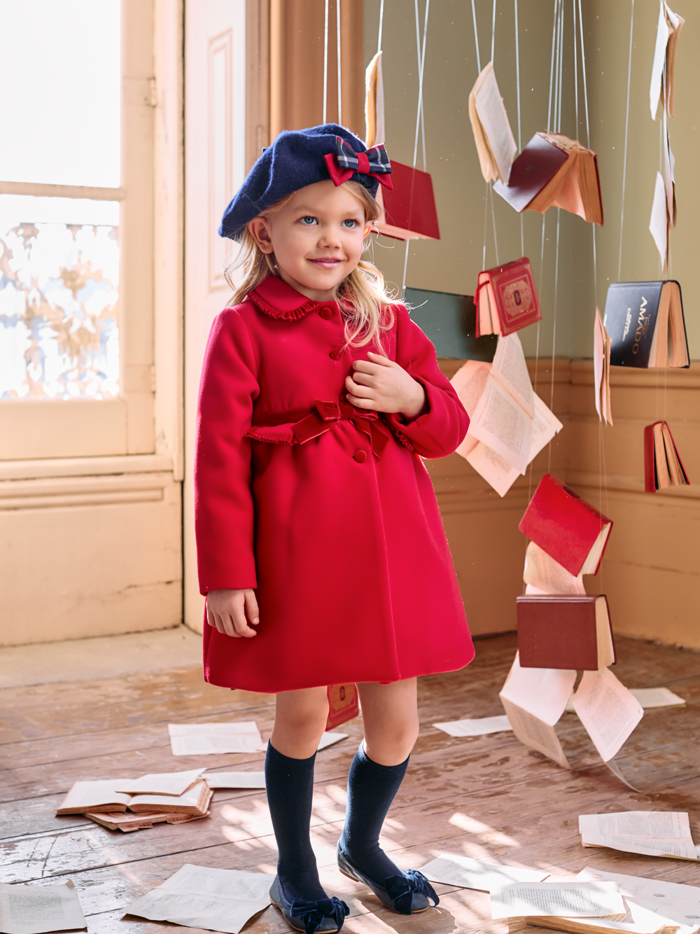 Patachou Red Velvet Bow Coat