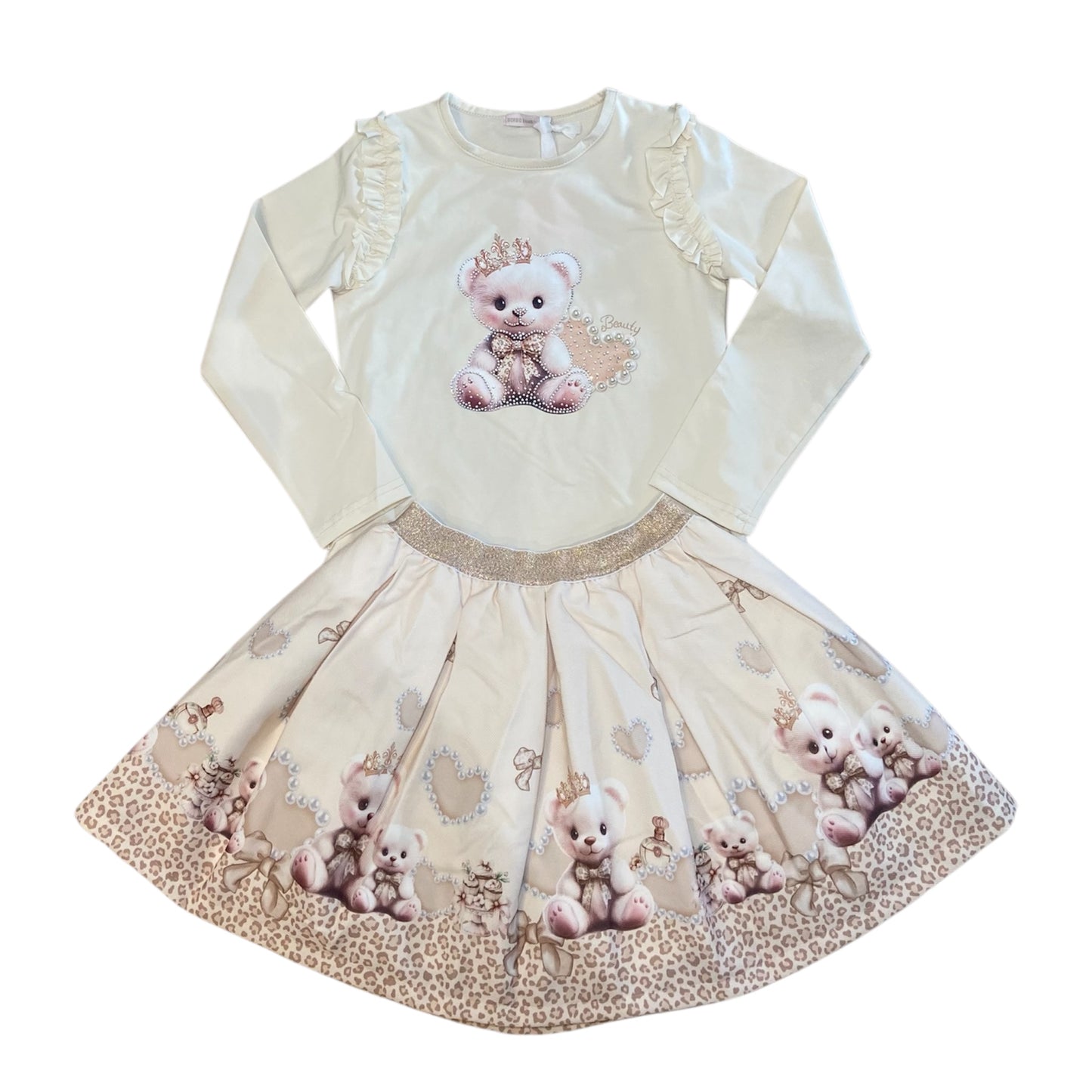 Special Collection 2pc Champagne Teddy Skirt Set