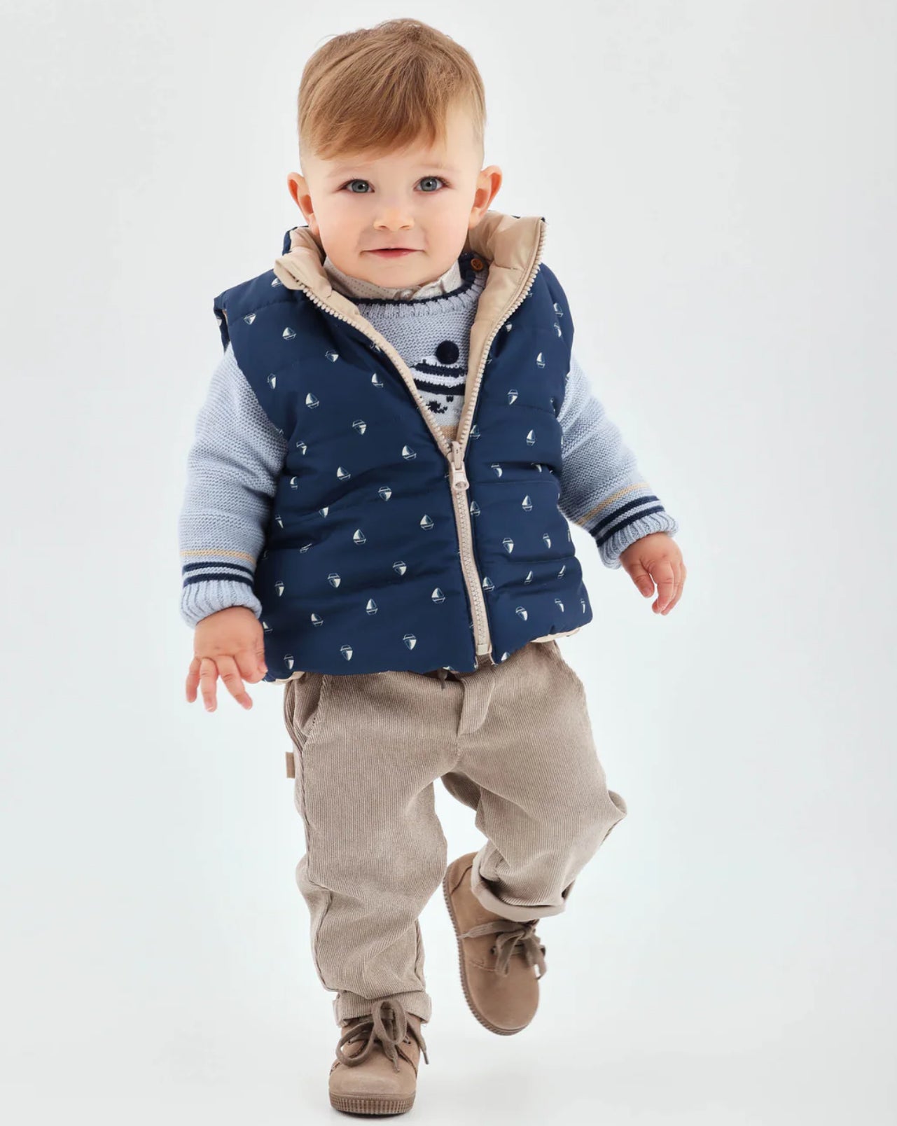 Tutto Piccolo Navy Reversible Gillet