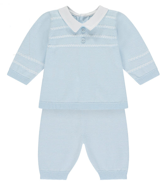 Emile Et Rose 3pc Blue Stripe Knit Outfit