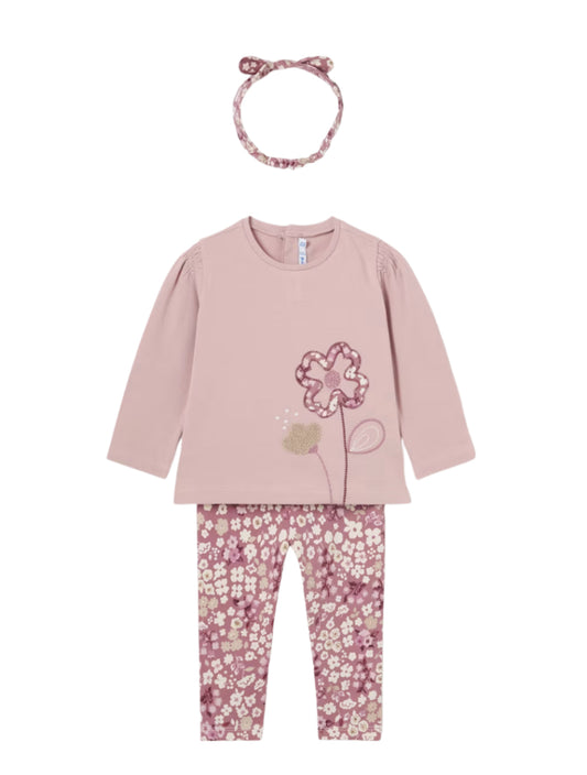 Mayoral Toddler 3pc Pink Floral Leggings Set