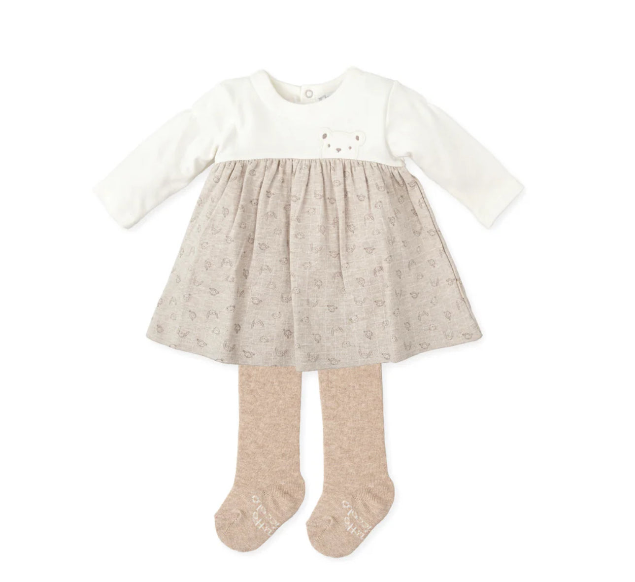 Tutto Piccolo Neutral Bear Dress 3pc