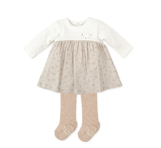 Tutto Piccolo Neutral Bear Dress 3pc