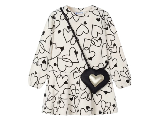 Mayoral 2pc Heart Print Dress & Bag