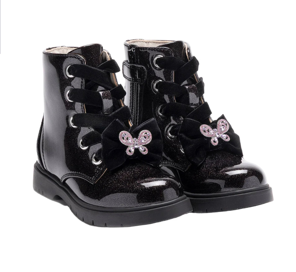 Lelli Kelly Fior Di Focco Black Glitter Boots