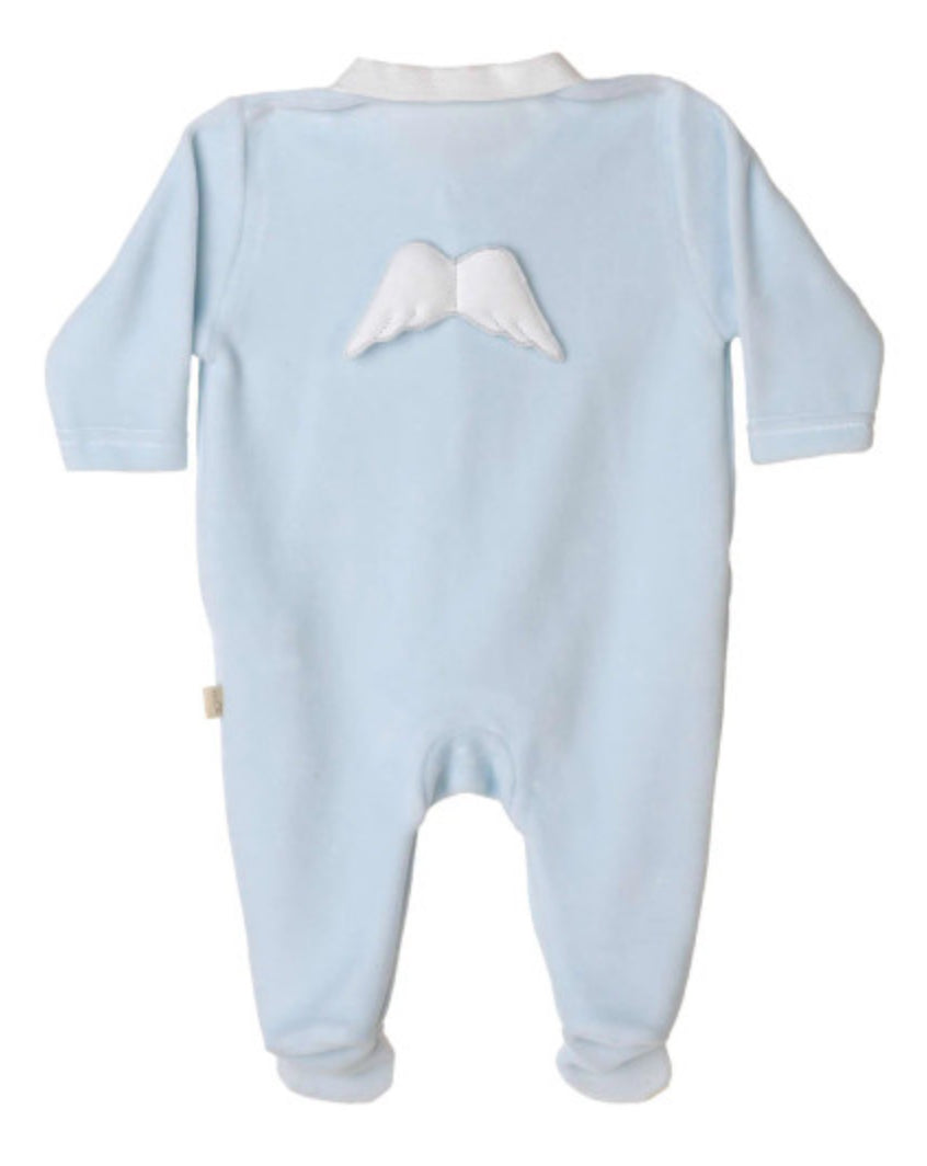 Baby Gi Blue Velour Wings 2pc Babygrow & Hat