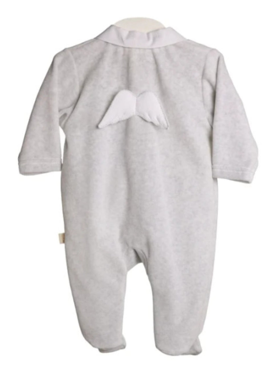 Baby Gi Grey Velour Wings 2pc Babygrow & Hat