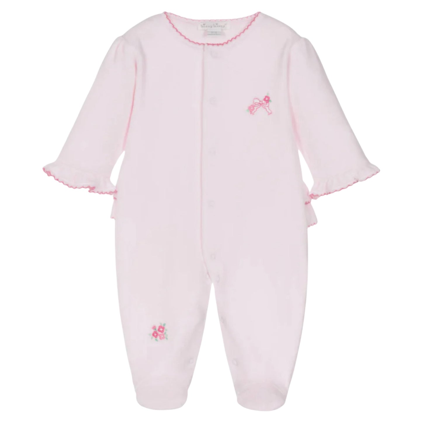 Kissy Kiss Pink Velour Bow Babygrow