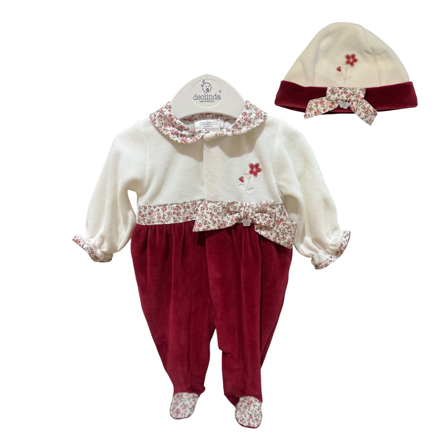Deolinda 2pc Red Floral Babygrow