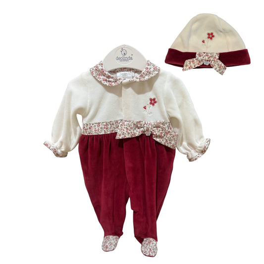 Deolinda 2pc Red Floral Babygrow
