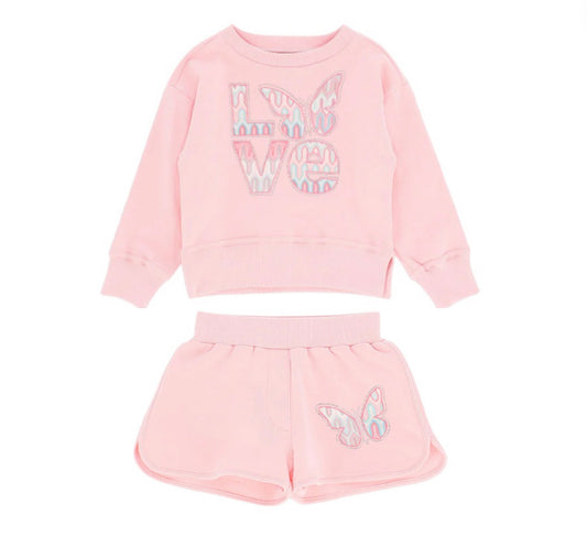 Angels Face 2pc Pink Love Shorts Set