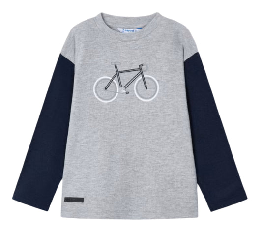 Mayoral Grey Embroidered Bicycle Top