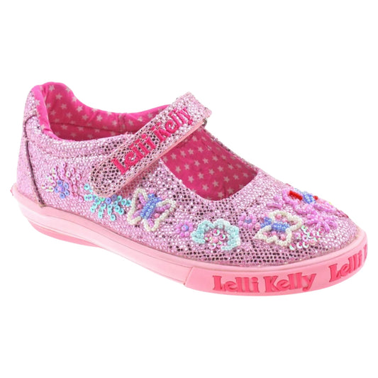 Lelli Kelly Pink Glitter Butterfly Shoes