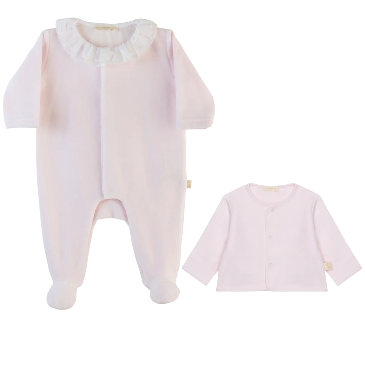 Baby Gi 2pc Pink Frill Collar Babygrow & Jacket