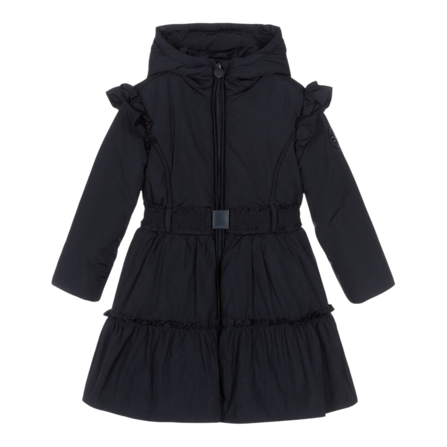 Le Chic Navy Ruffle Coat