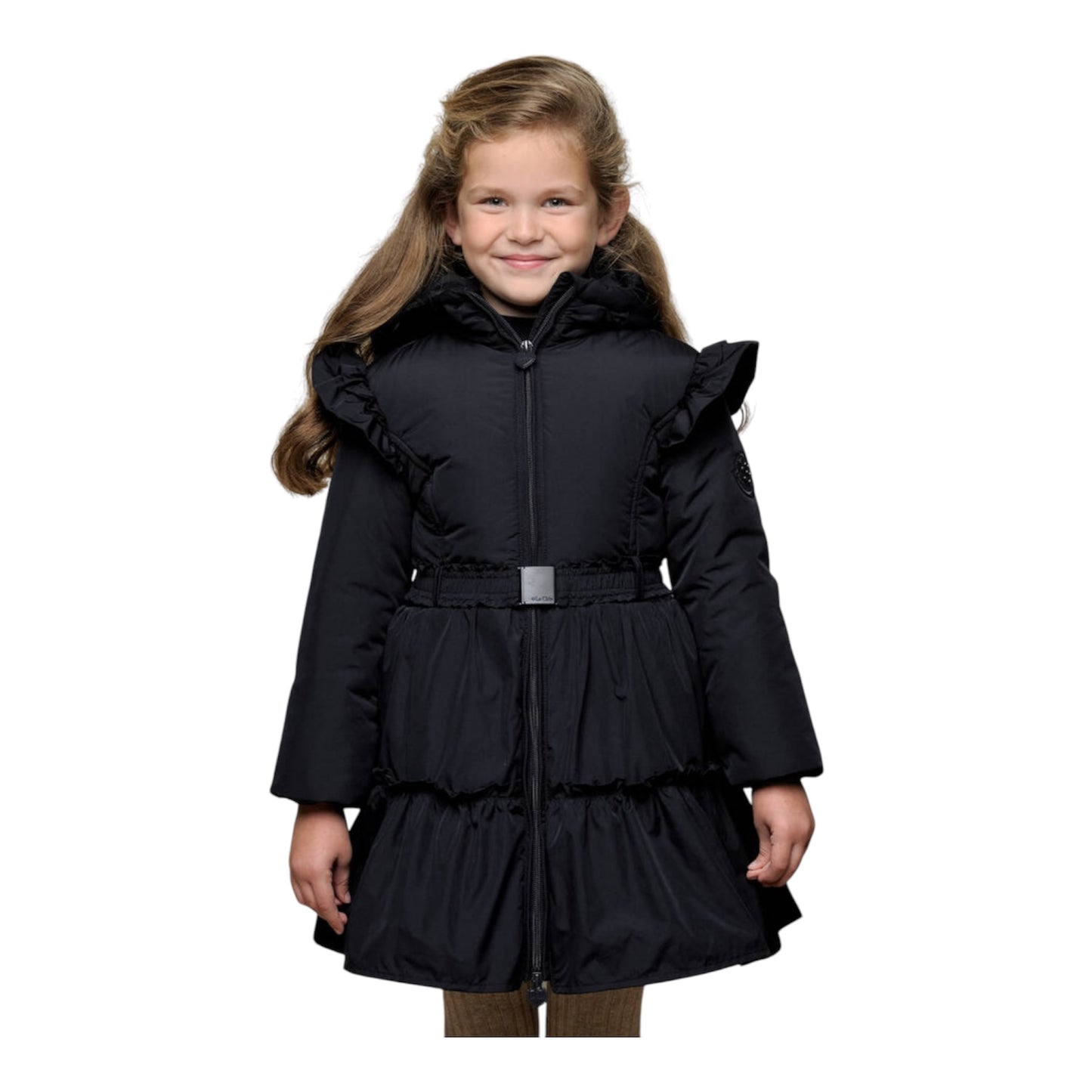 Le Chic Navy Ruffle Coat