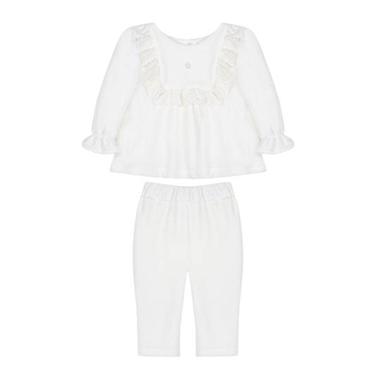 Patachou 2pc Velour Winter White Set