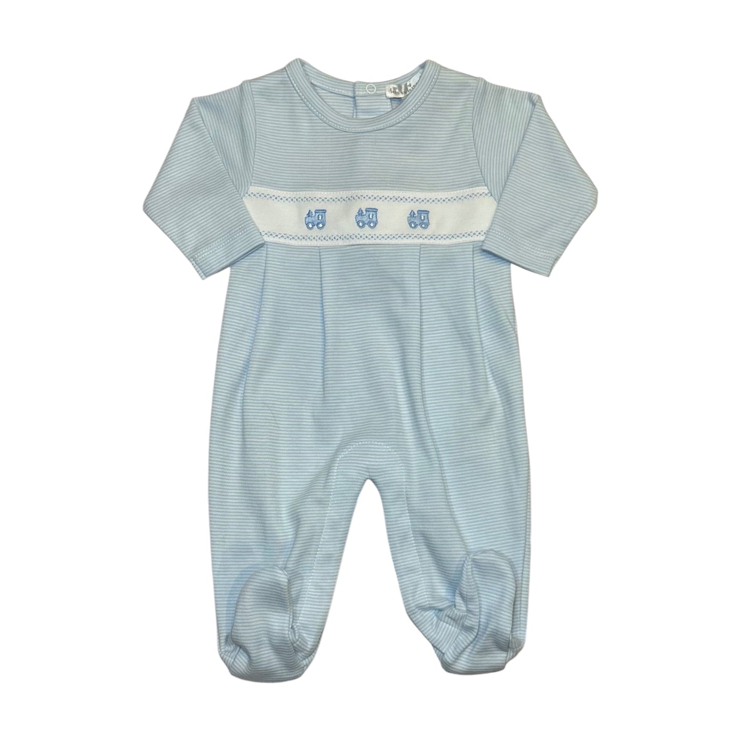 Kissy Kissy Blue Stripe Train Babygrow