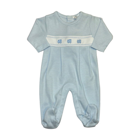 Kissy Kissy Blue Stripe Train Babygrow