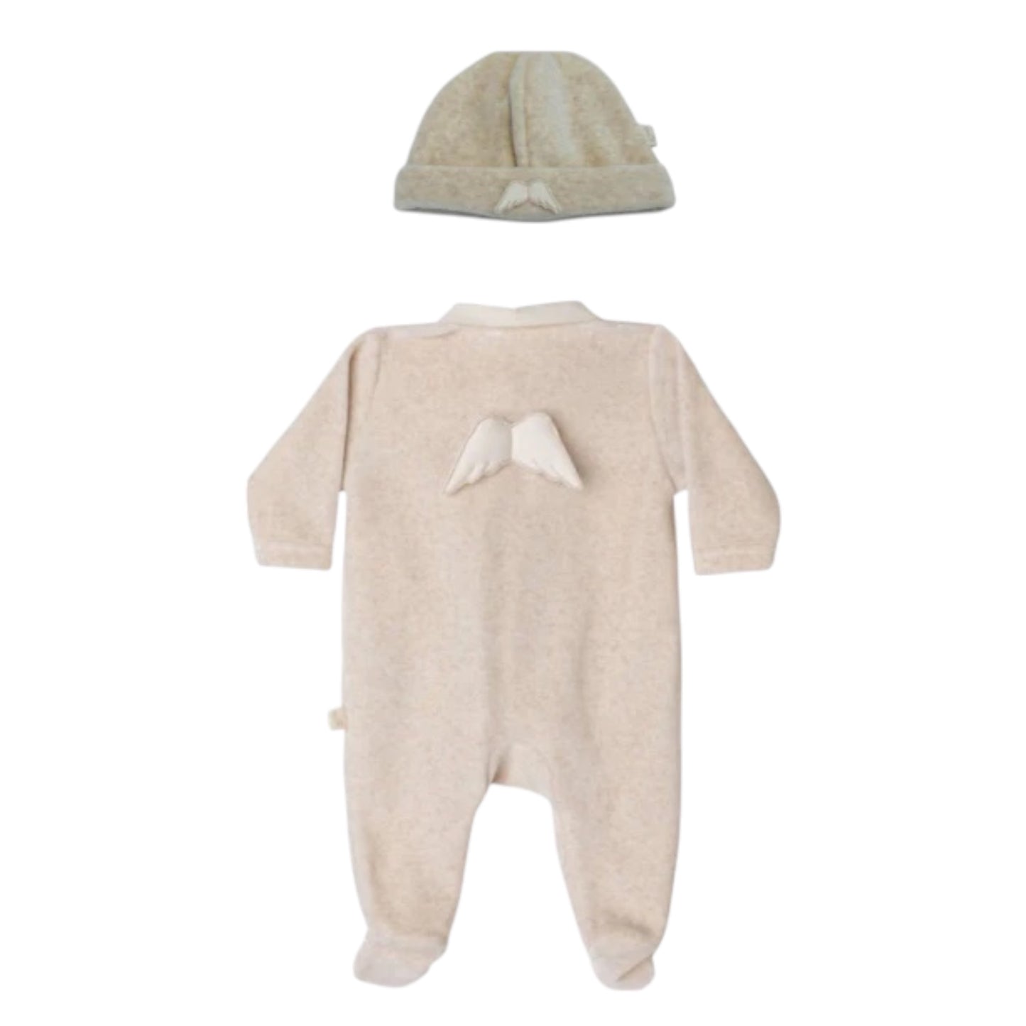 Baby Gi Beige Velour Wings 2pc Babygrow & Hat