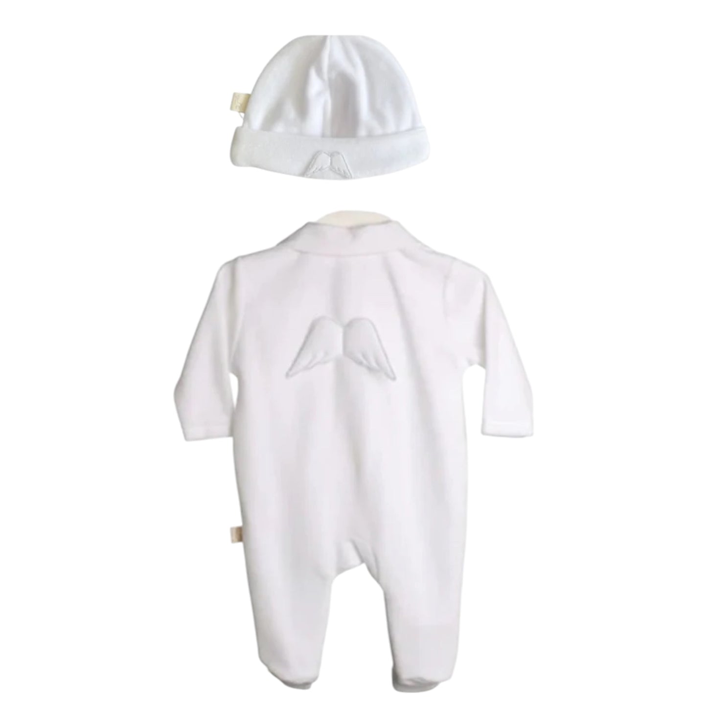 Baby Gi White Velour Wings 2pc Babygrow & Hat